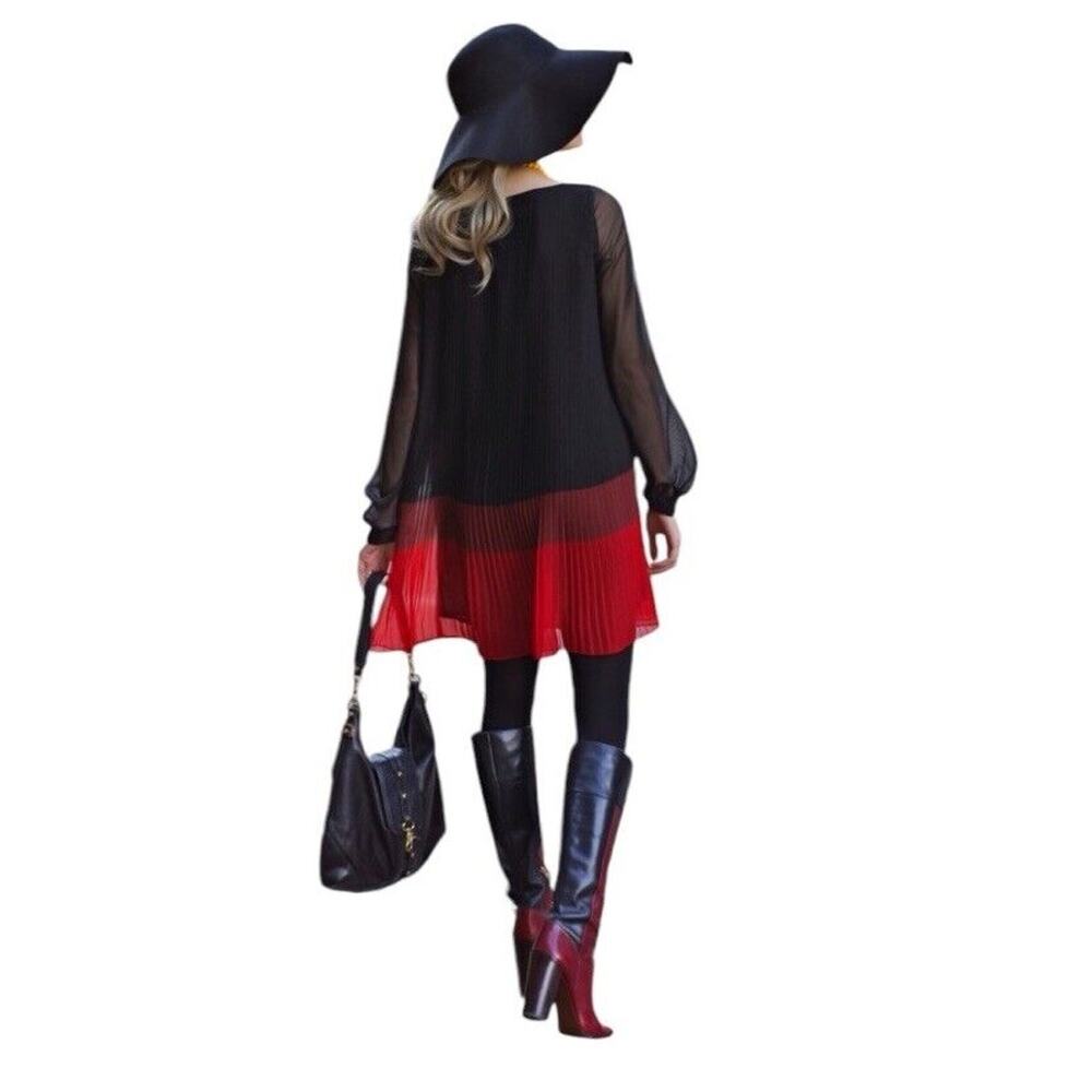 French Connection Pleated Color Block Swing Dress… - image 1